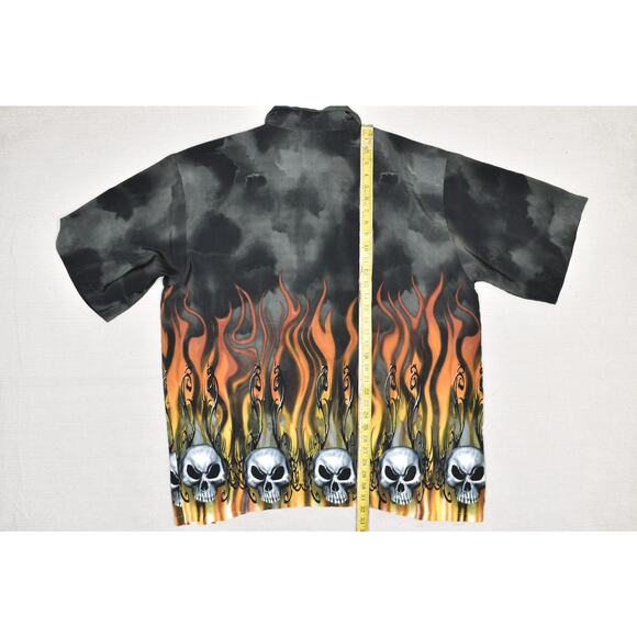 MT2 Black Flame Skull Graphic Button Down Shirt Men's Size 3XL Gothic - Picture 6 of 8